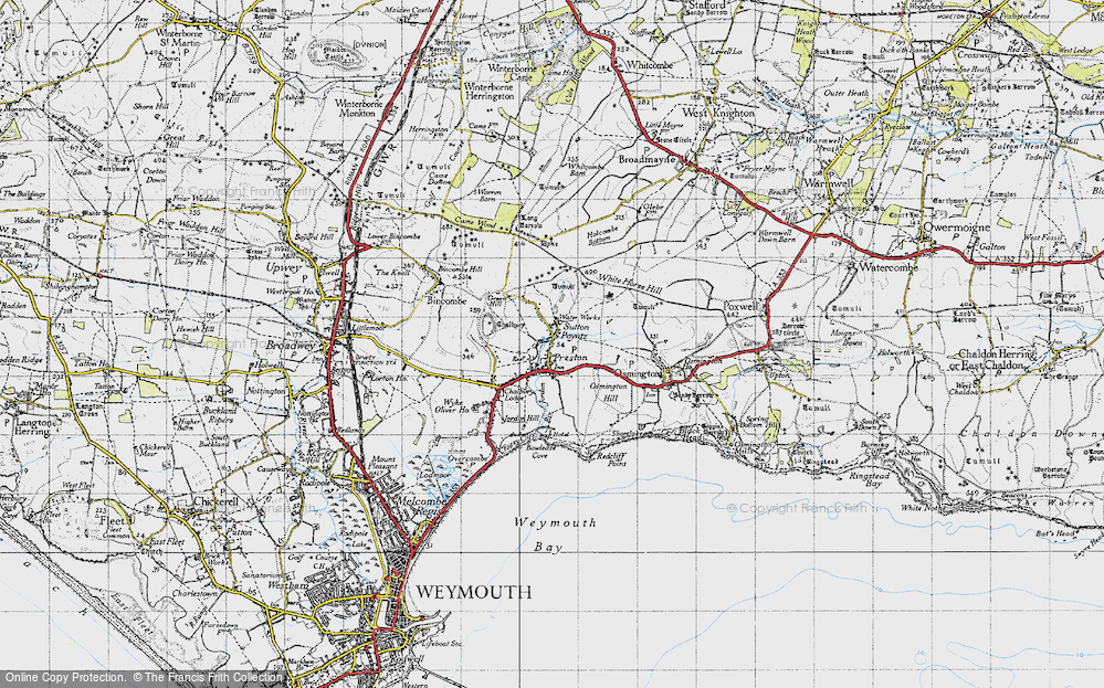 Old Map of Historic Map covering White Horse Hill in 1946