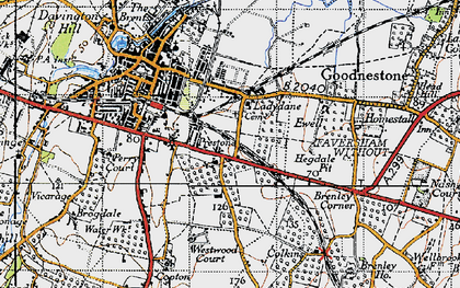 Old map of Brenley Corner in 1946
