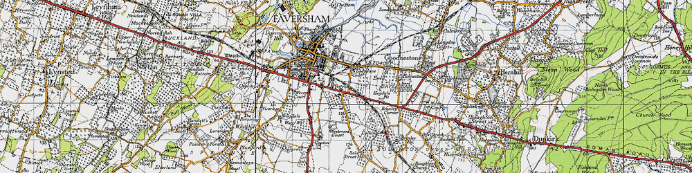 Old map of Brenley Corner in 1946