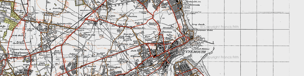 Old map of Preston in 1947