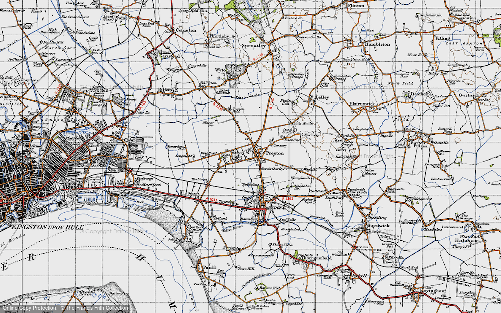 Old Map of Historic Map covering Birkholme in 1947