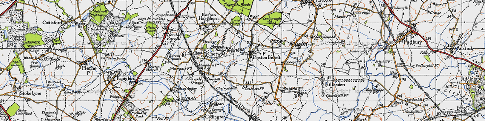 Old map of Preston Bissett in 1946
