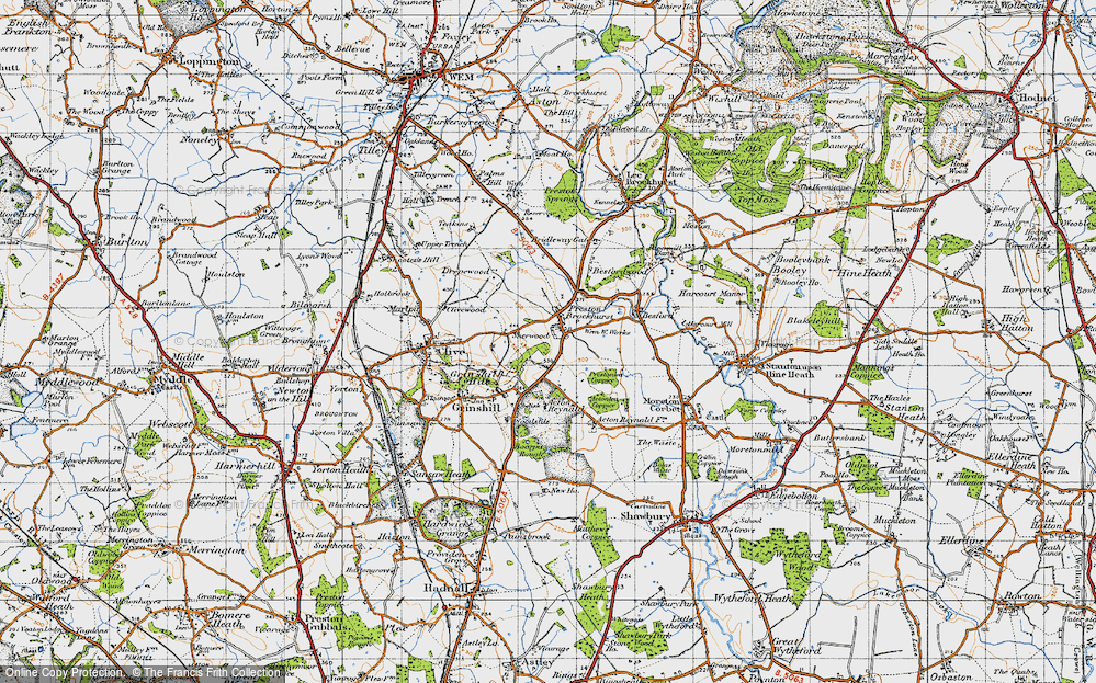 Old Map of Preston Brockhurst, 1947 in 1947