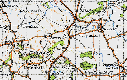 Old map of Preston Brockhurst in 1947