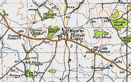 Old map of Preston Capes in 1946