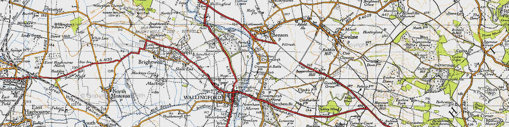 Old map of Preston Crowmarsh in 1947