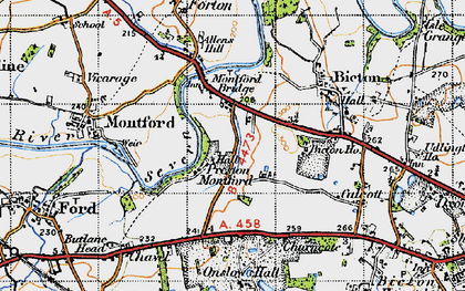 Old map of Preston Montford in 1947