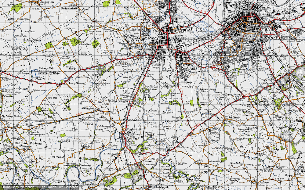 Old Map of Historic Map covering Barwick in 1947
