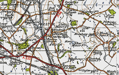 Old map of Preston on the Hill in 1947