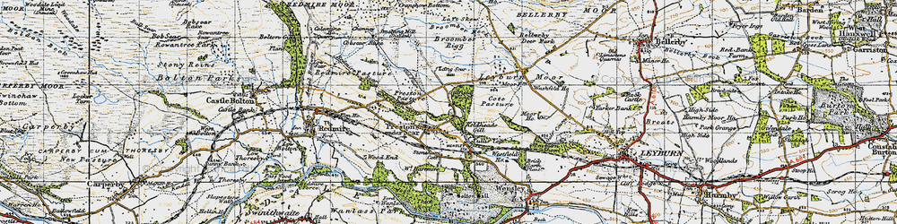 Old map of Preston-under-Scar in 1947