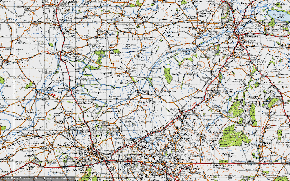 Old Map of Preston upon the Weald Moors, 1947 in 1947