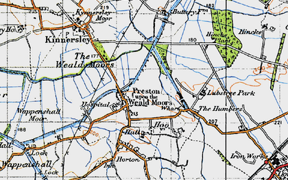Old map of Preston upon the Weald Moors in 1947