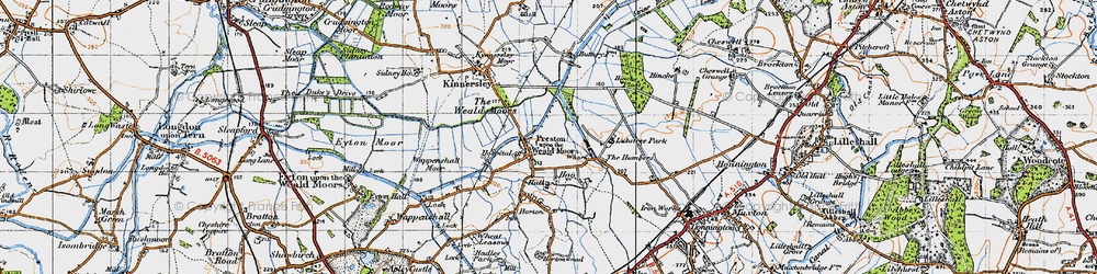 Old map of Preston upon the Weald Moors in 1947