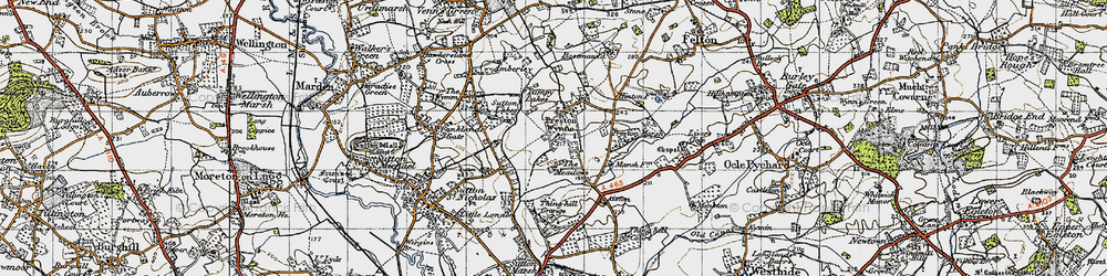 Old map of Preston Wynne in 1947