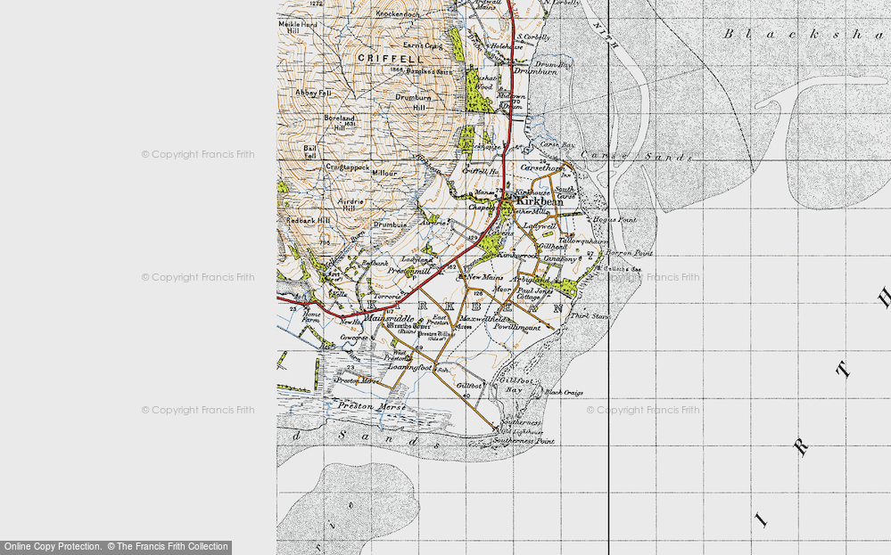 Old Map of Historic Map covering Arbigland in 1947