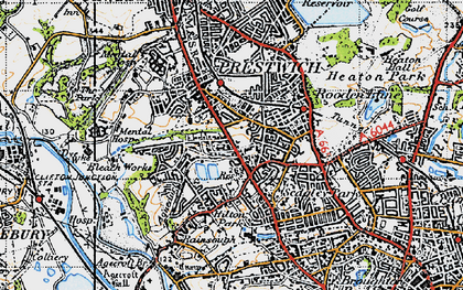 Old map of Prestwich in 1947