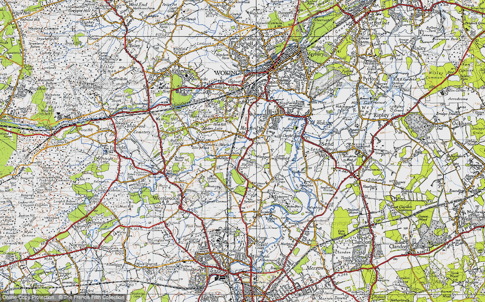 Old Map of Historic Map covering Worplesdon Sta in 1940