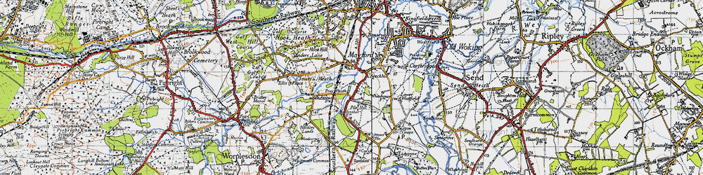 Old map of Prey Heath in 1940