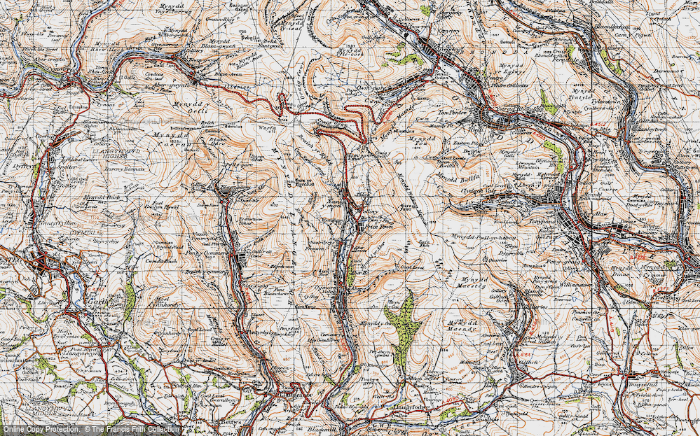 Old Map of Historic Map covering Braich yr Hydd in 1947