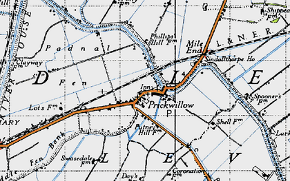 Old map of Prickwillow in 1946