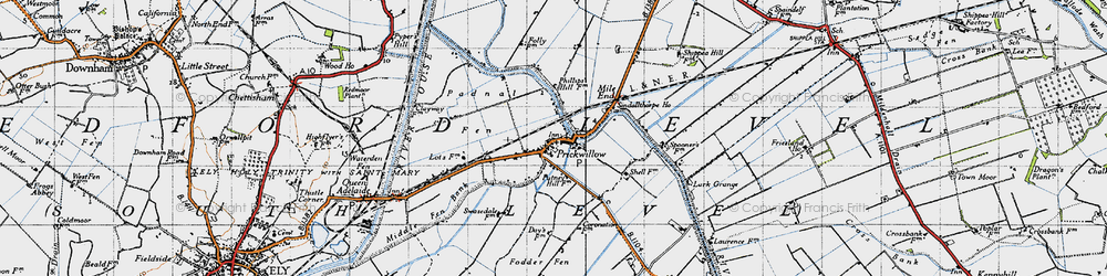 Old map of Prickwillow in 1946