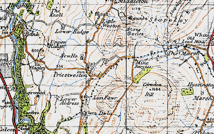 Old map of Priest Weston in 1947