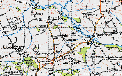 Old map of Priestacott in 1946