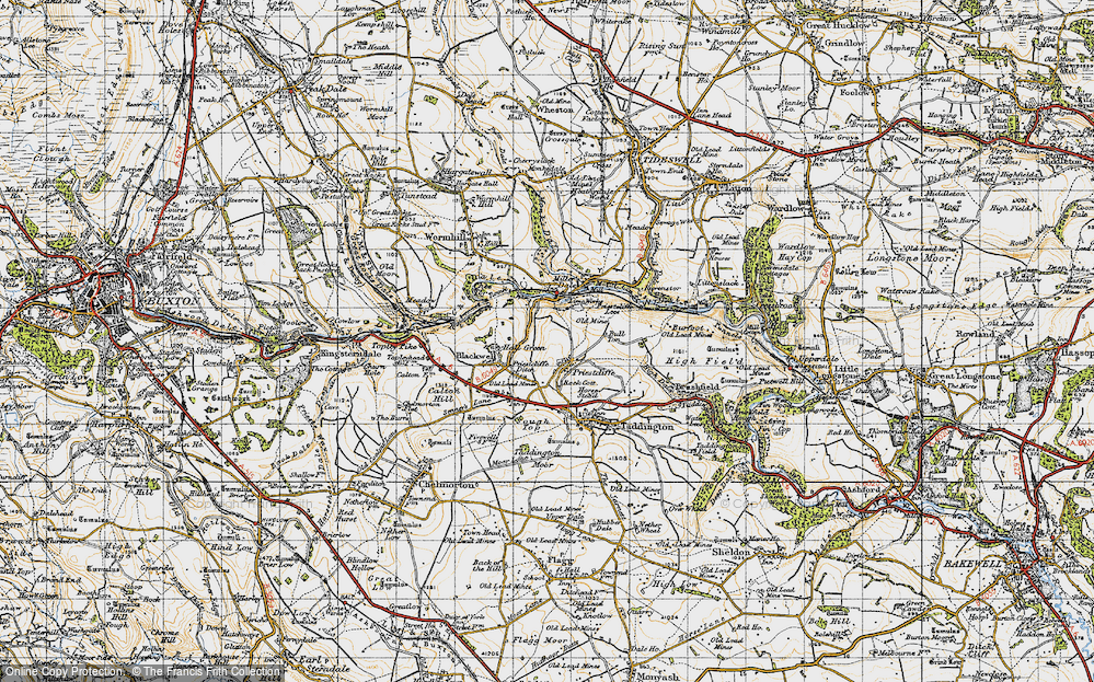 Old Map of Historic Map covering Bull Tor in 1947