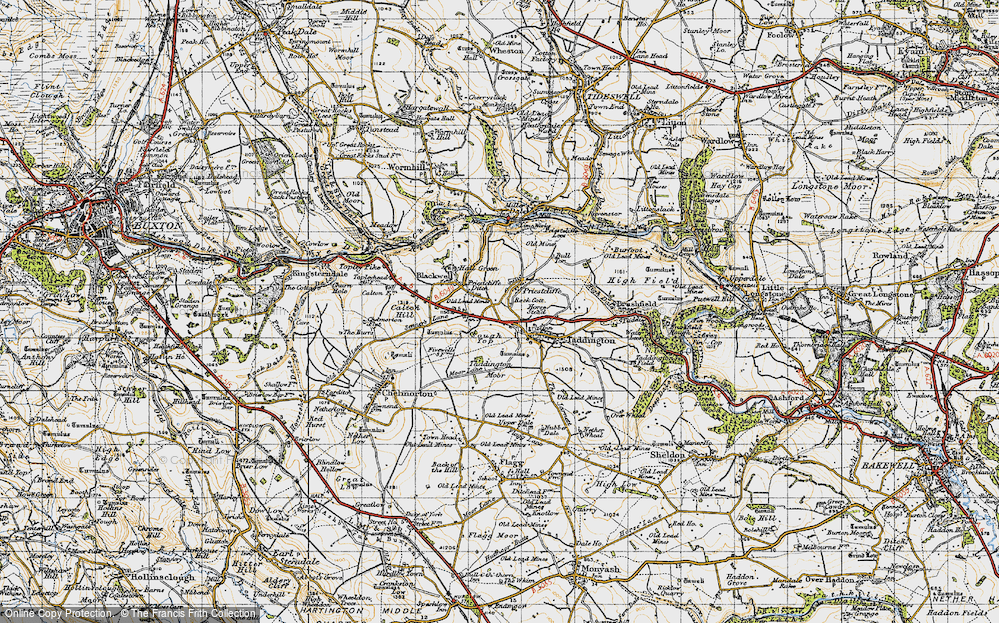 Old Map of Historic Map covering Bosley Fields in 1947