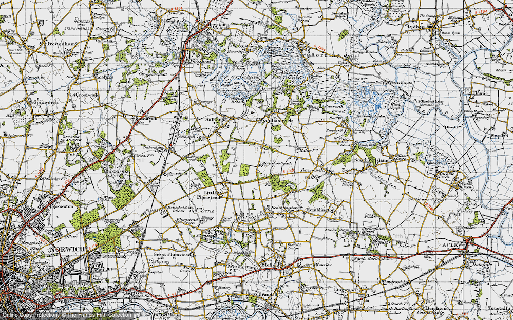 Old Map of Primrose Corner, 1945 in 1945