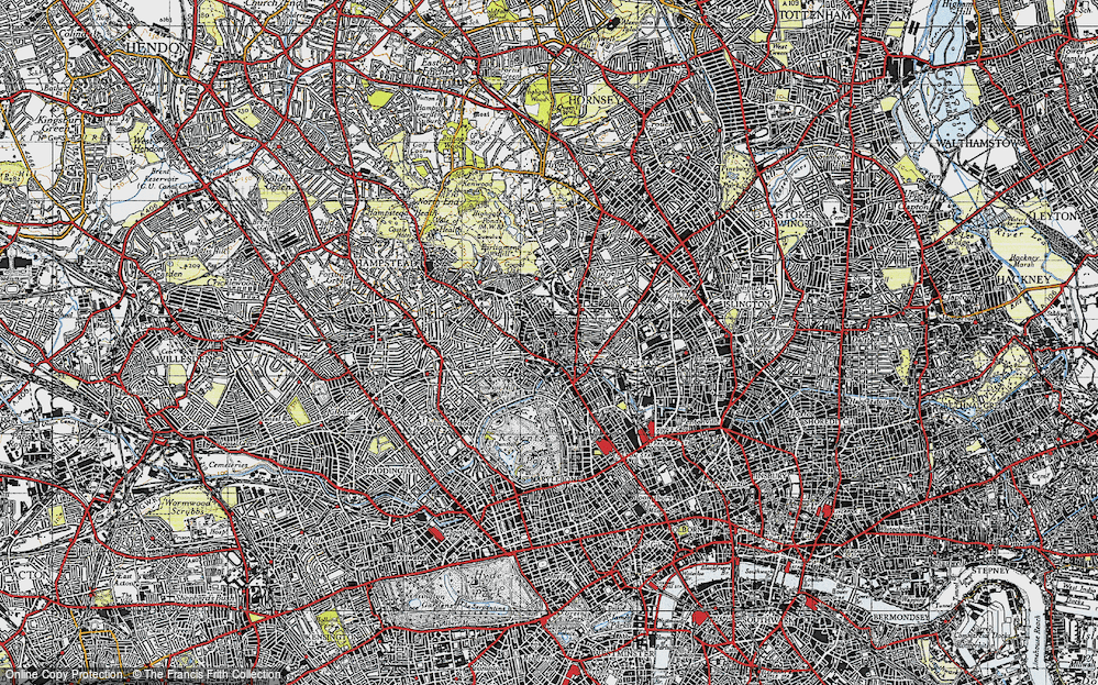 Old Map of Primrose Hill, 1945 in 1945