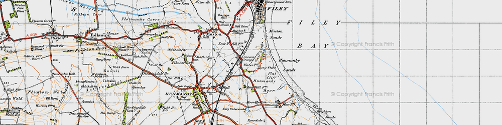 Old map of Primrose Valley in 1947