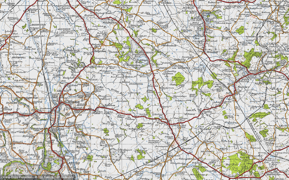 Old Map of Historic Map covering Wheel Green in 1946