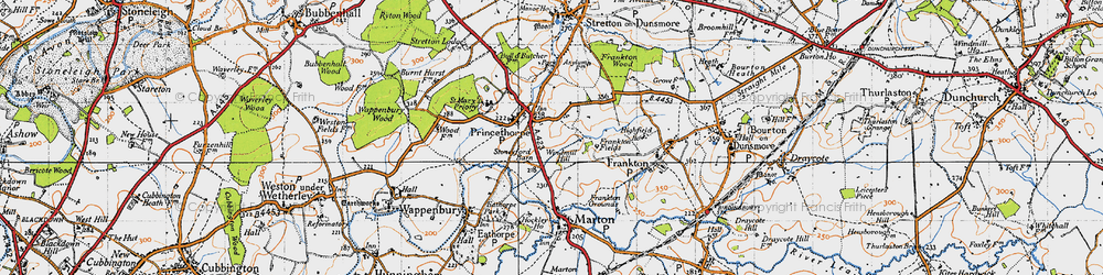 Old map of Princethorpe in 1946