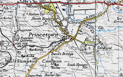 Old map of Leeden Tor in 1946