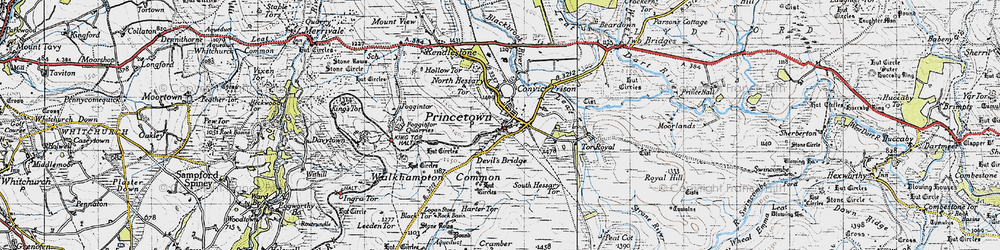 Old map of Princetown in 1946