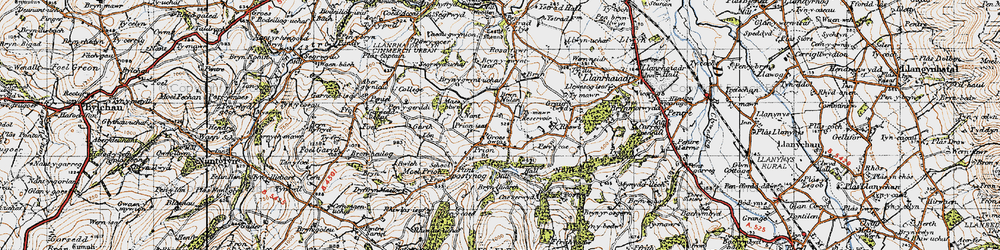 Old map of Bryn Mulan in 1947