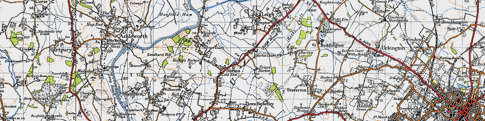Old map of Prior's Norton in 1947