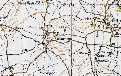 Old map of Priors Marston in 1946