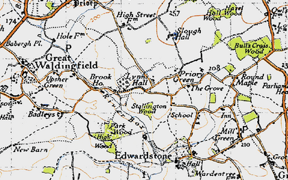 Old map of Priory Green in 1946