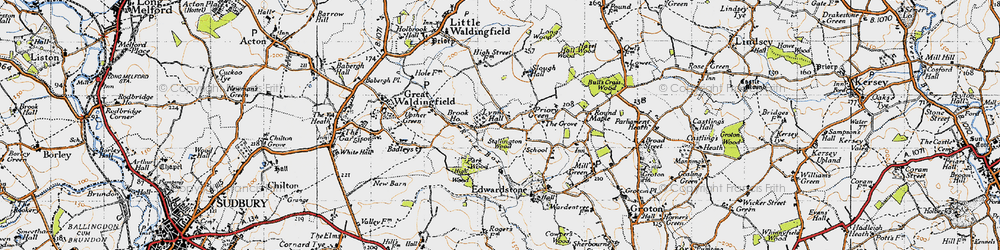 Old map of Priory Green in 1946