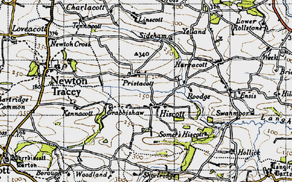 Old map of Pristacott in 1946