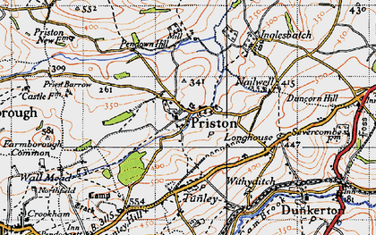 Old map of Priston in 1946