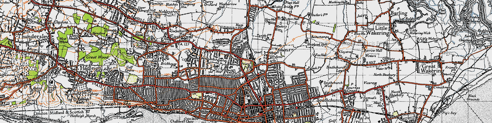 Old map of Prittlewell in 1945