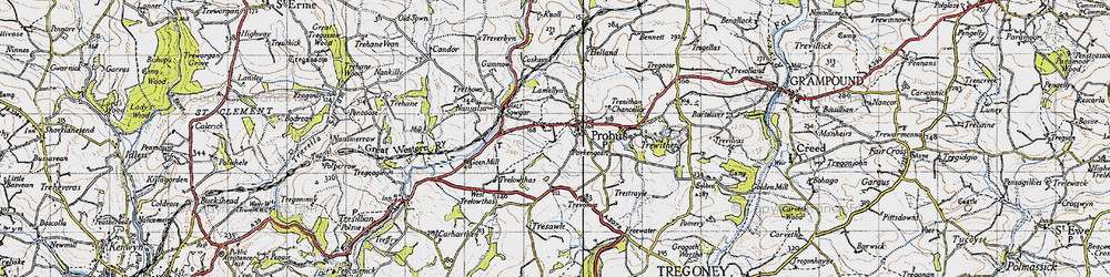 Old map of Probus in 1946