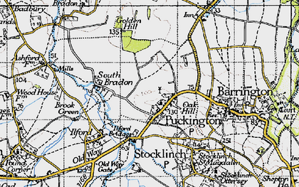 Old map of Puckington in 1945