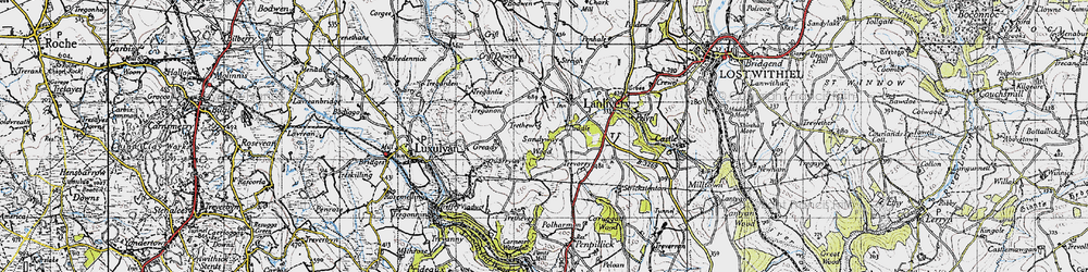 Old map of Trethew in 1946