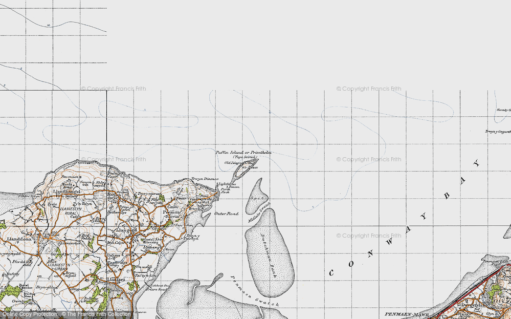 Old Map of Puffin Island or Priestholm, 1947 in 1947