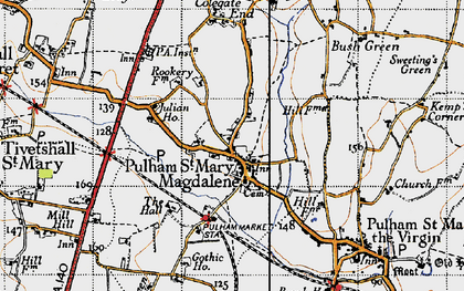 Old map of Pulham Market in 1946