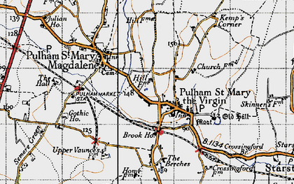 Old map of Pulham St Mary in 1946